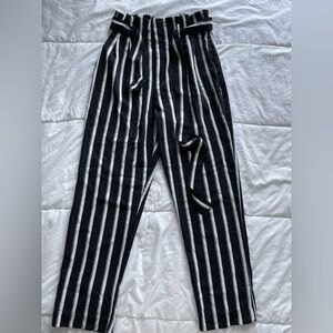 Black and White Striped Men's Pants